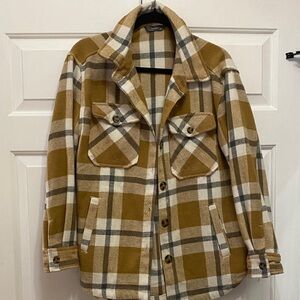 Plaid shacket Jacket in Brown and Cream